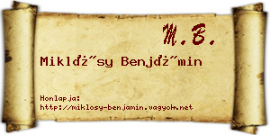 Miklósy Benjámin névjegykártya