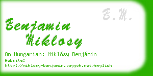 benjamin miklosy business card